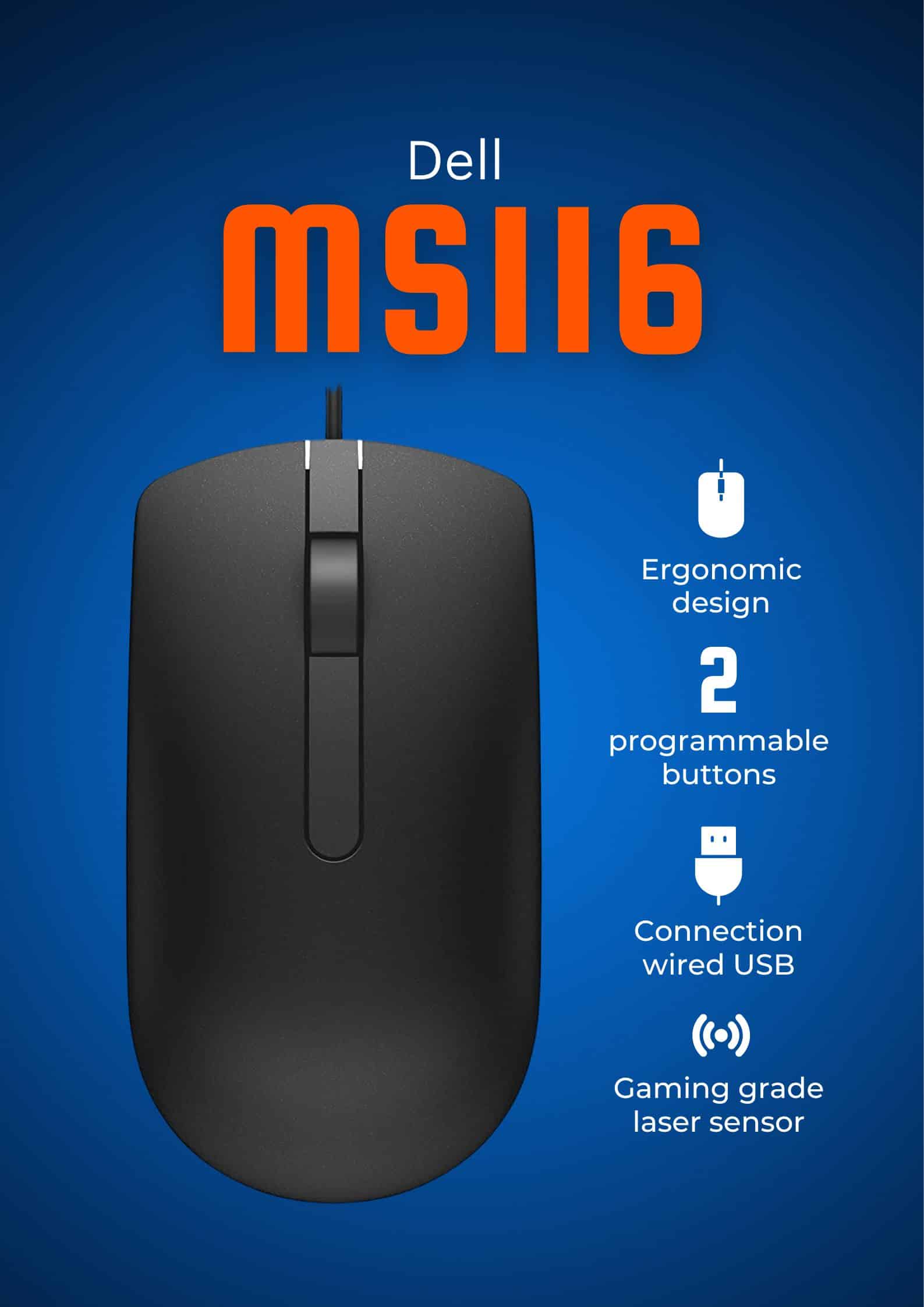 Dell MS116 Mouse 1000Dpi USB 3.0